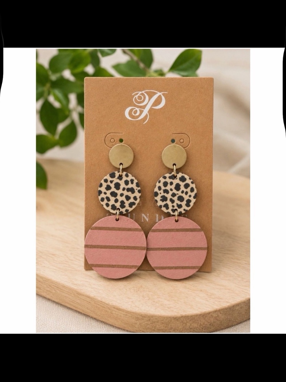 Plunder Pink & Leopard Double Drop Earrings
